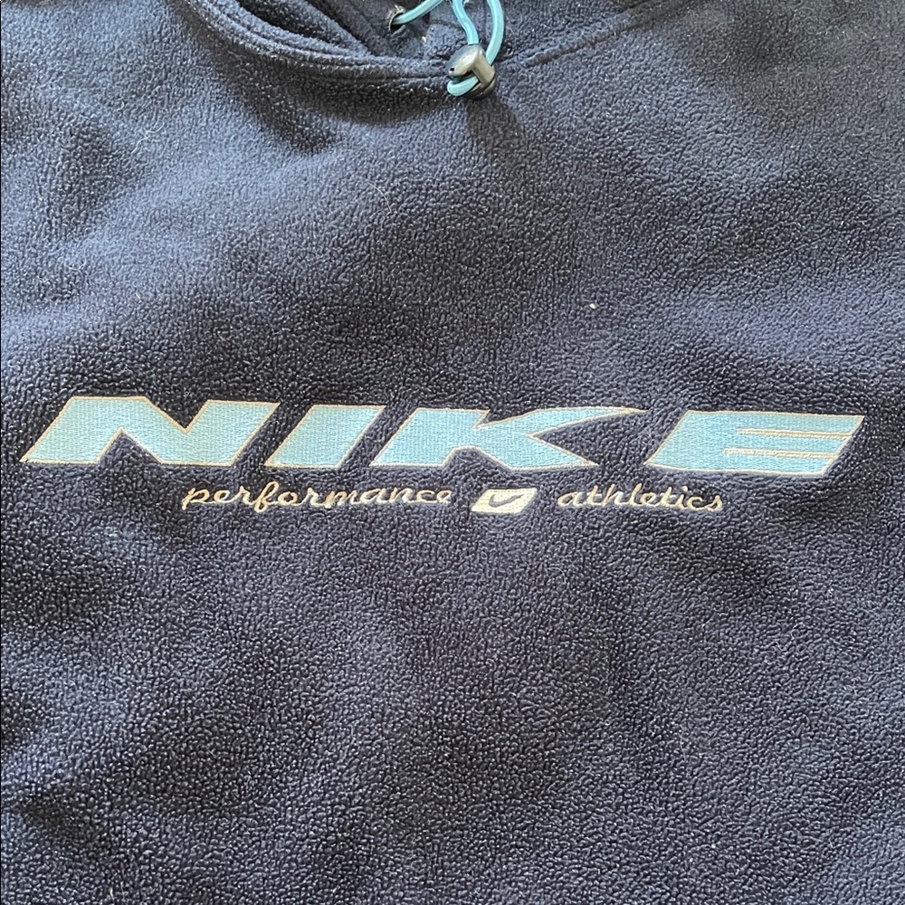 Nike Y2K Performance Athletics Navy Fleece Hoodie Pullover Swoosh